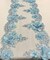 Baby Blue 3D Wide Floral Sequin & Mesh with Pearls Lace Trim for Table Runner 22"